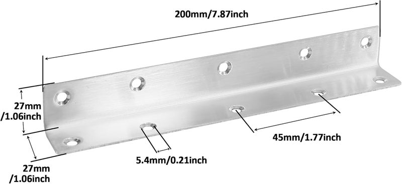 Redunest L Bracket, Heavy Duty Corner Brace, 10 Pack 8" Metal Shelf Bracket Angle Bracket for Shelves, Polished Silver Stainless Steel Braces for Wood Furniture - Image 2